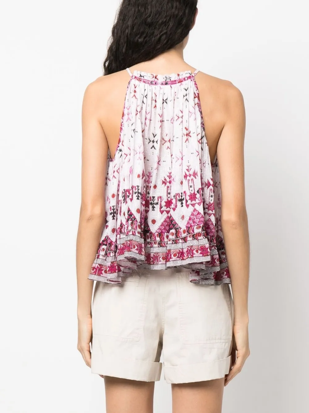 Graphic-Print Cropped Blouse