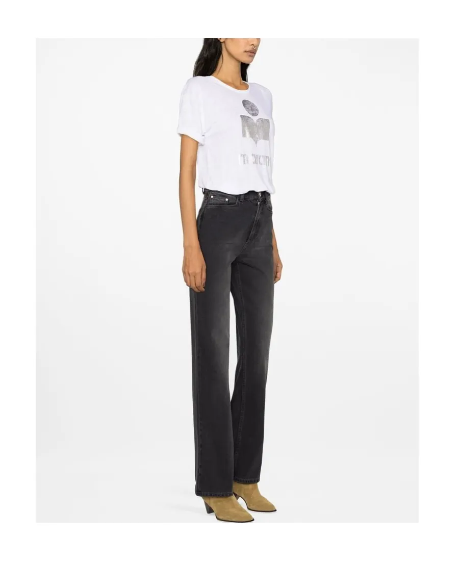 Metallic Logo-Print Linen T-Shirt