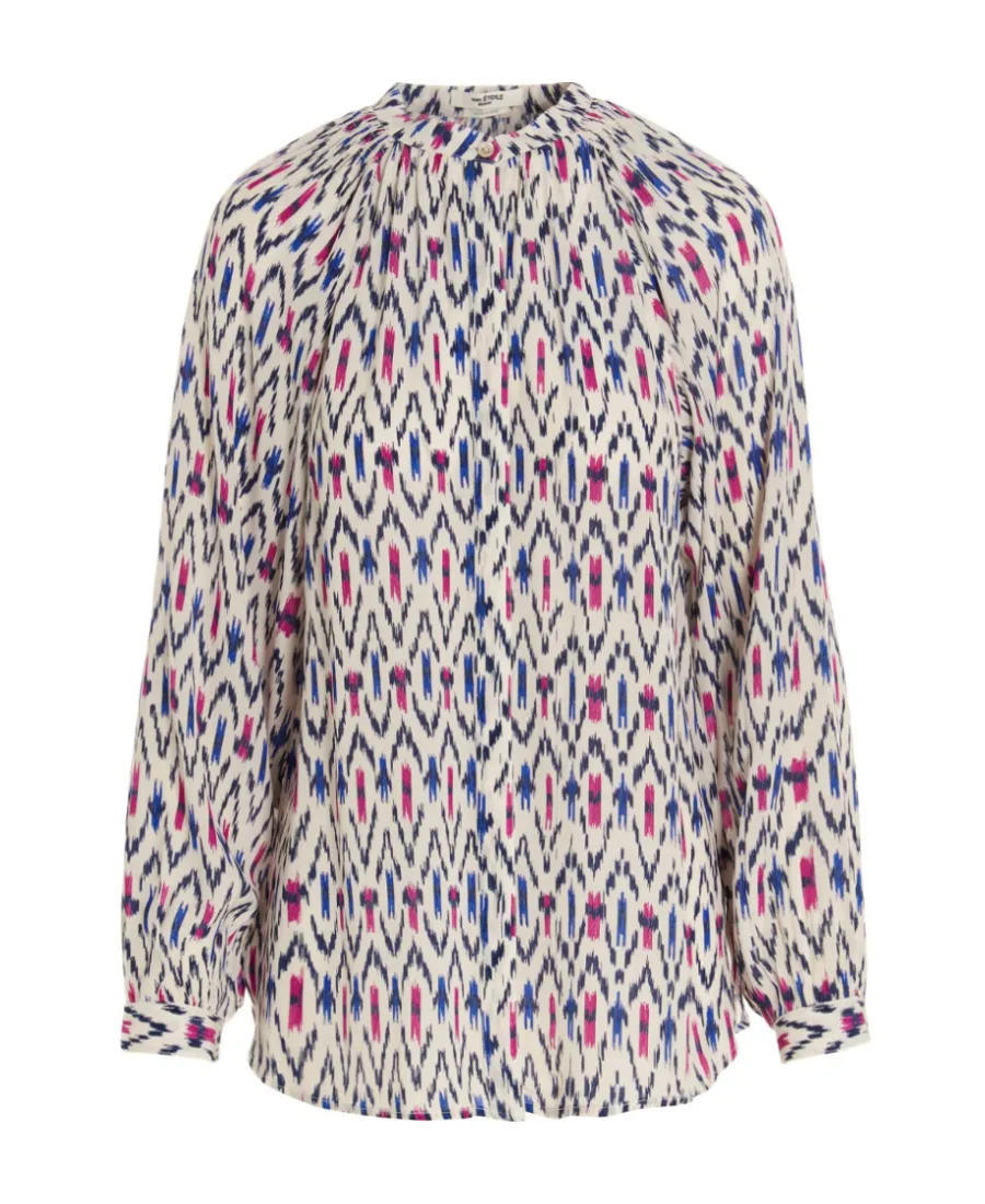 Geometric Long-Sleeve Blouse
