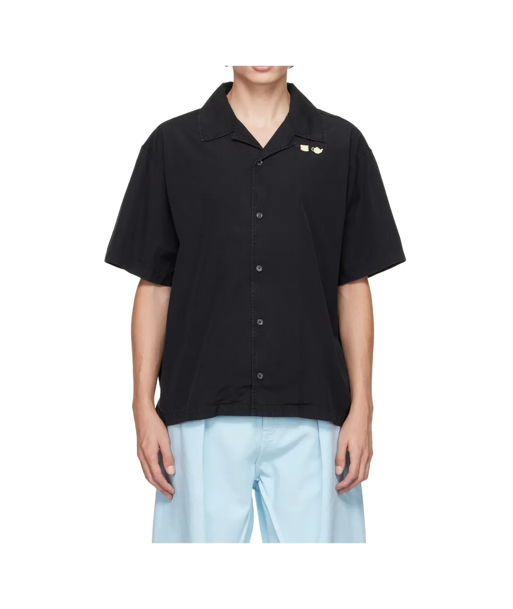 Embroidered-Detail Short-Sleeve Shirt