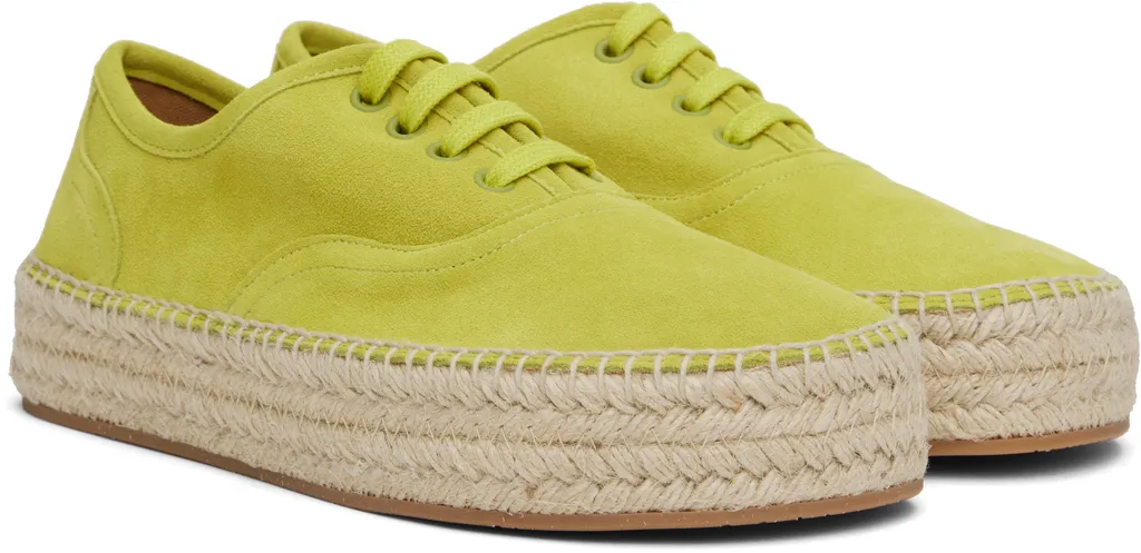 Suede Lace-Front Platform Espadrilles