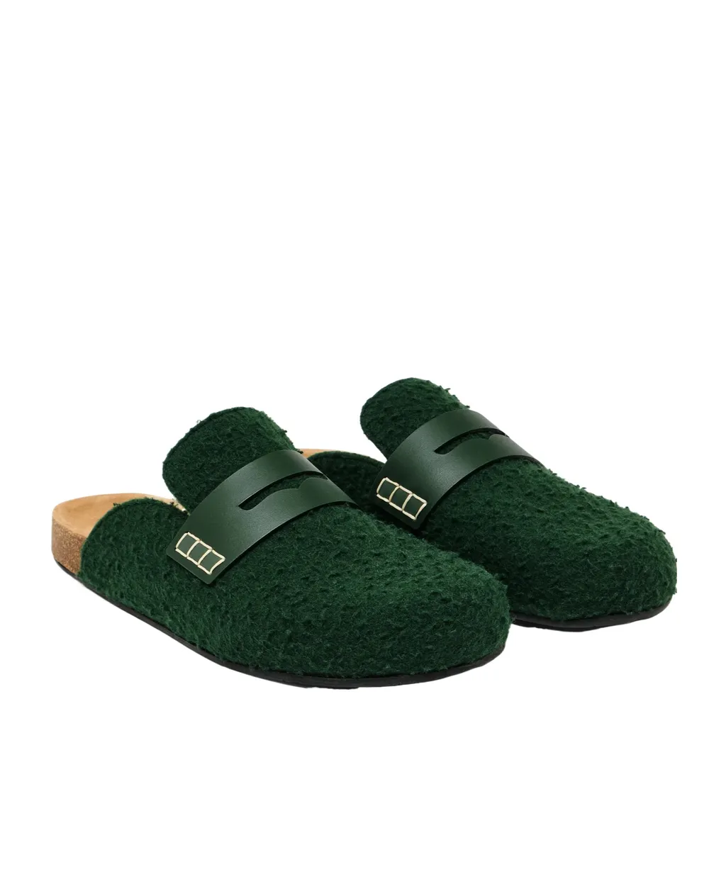 Felt Loafer Mules