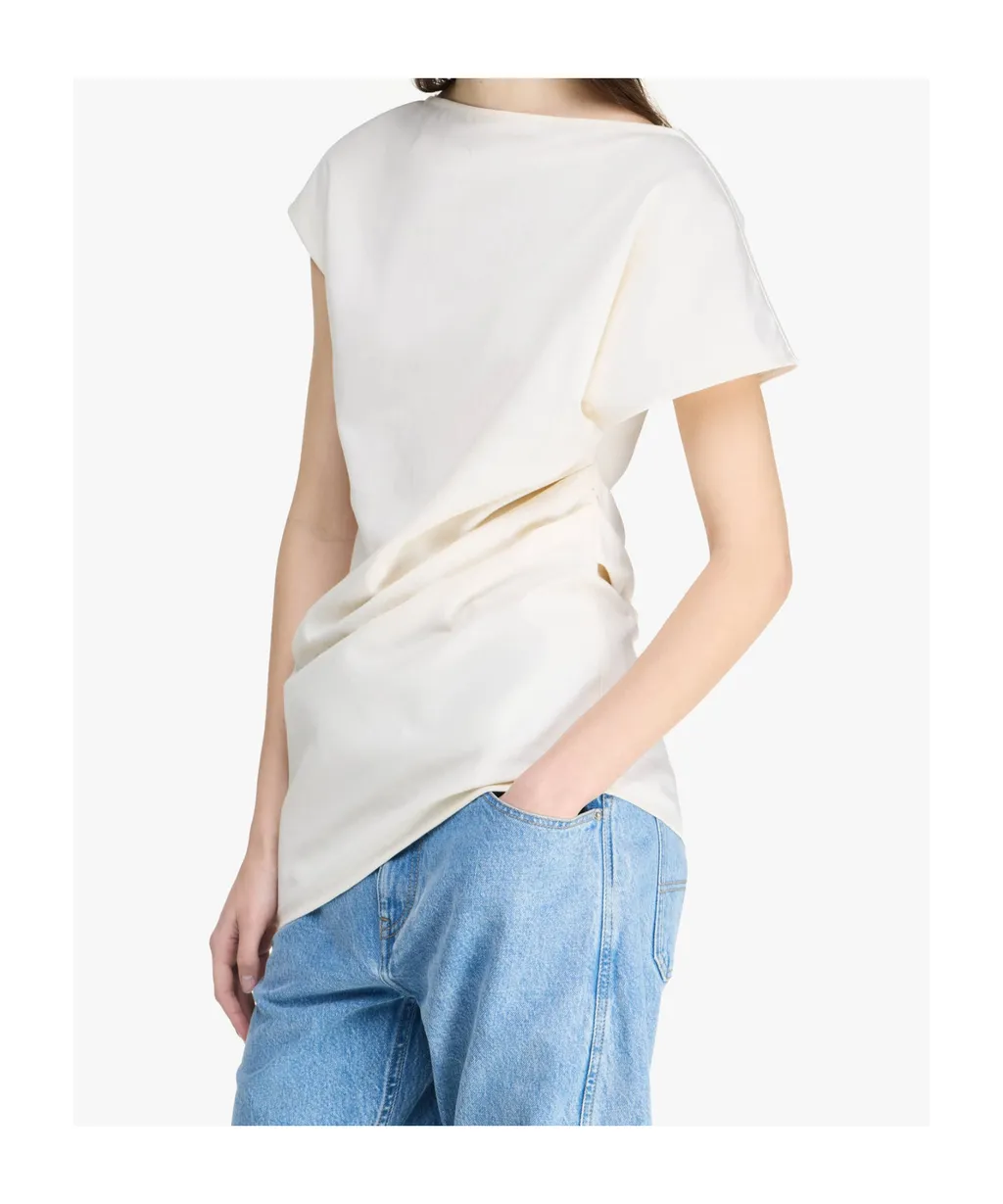 Lace Panelled Asymmetric Blouse
