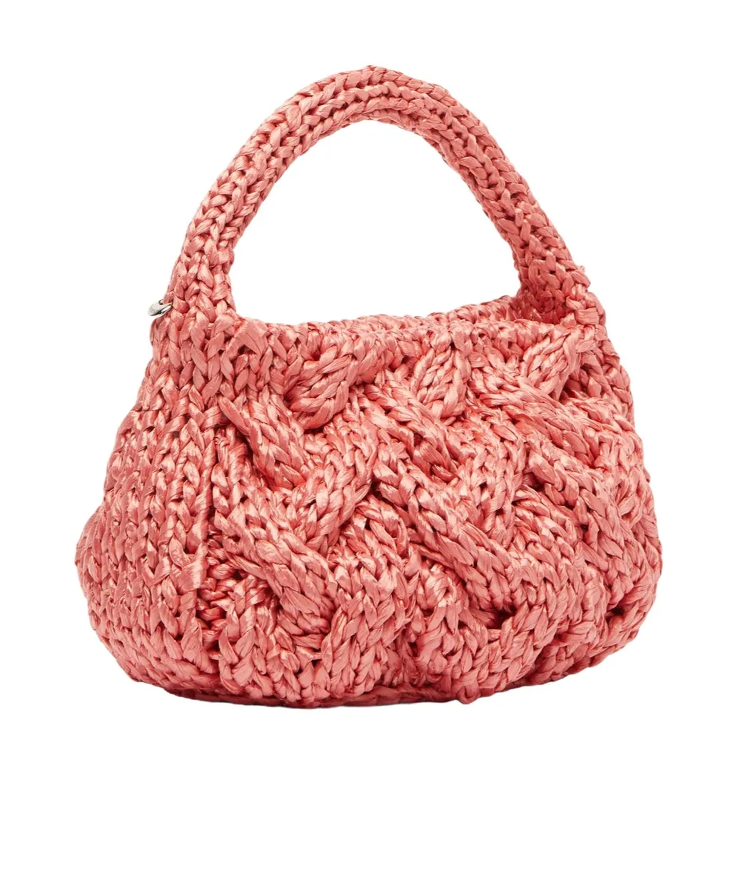 Small Cable-Knitted Top Handle Bag