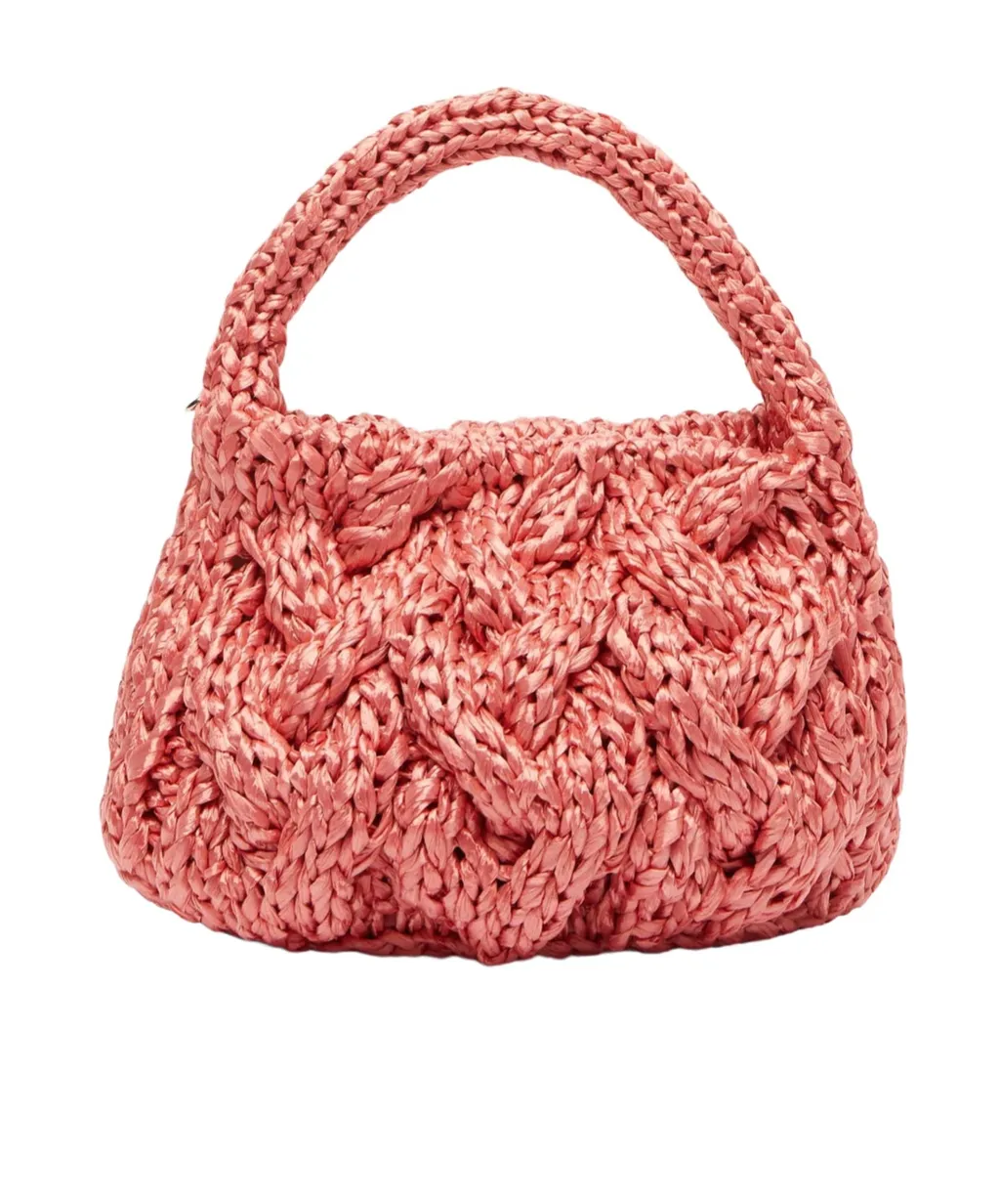 Small Cable-Knitted Top Handle Bag