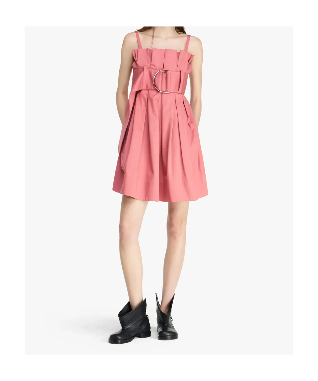 Pleated D-Ring Mini Dress