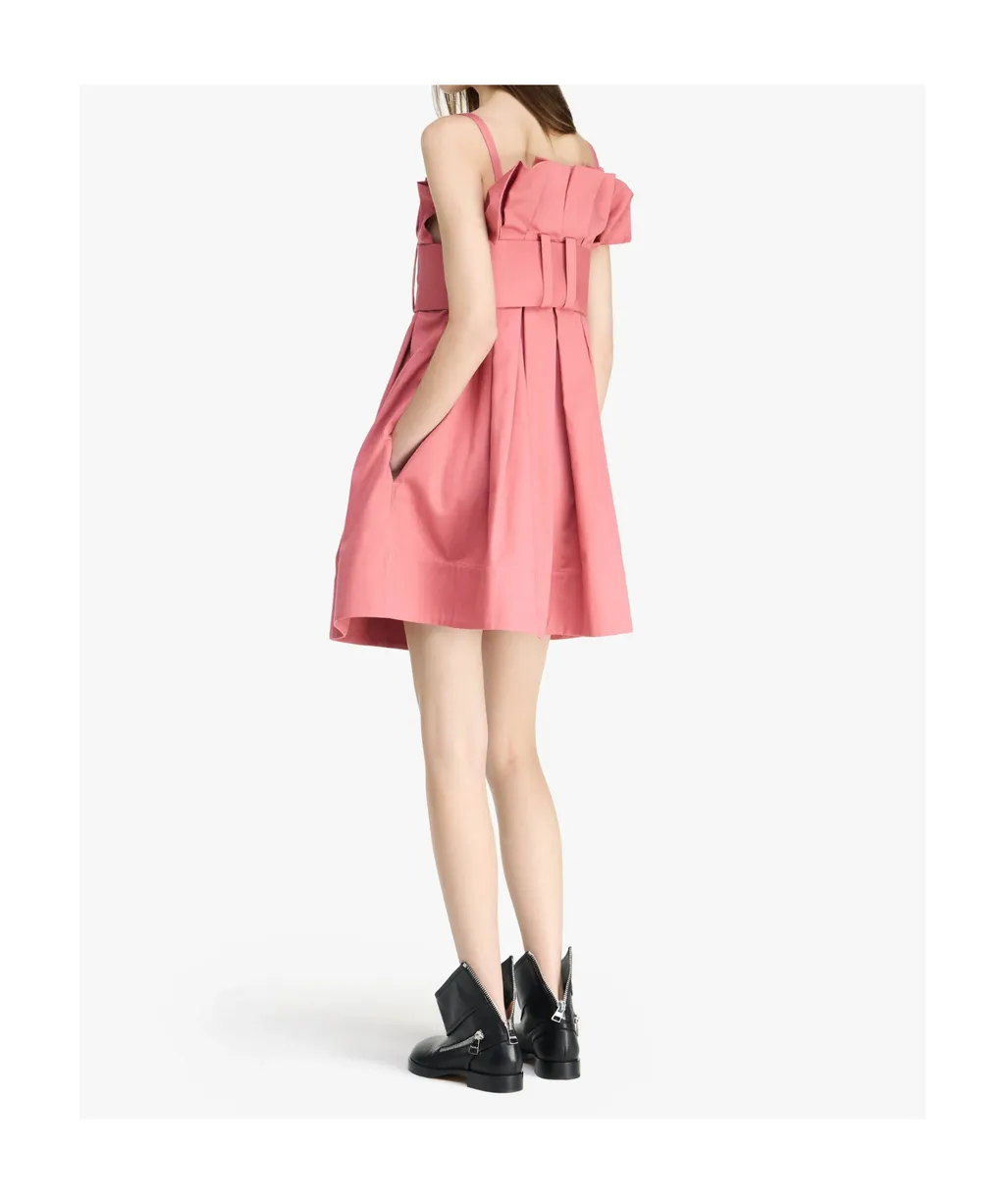 Pleated D-Ring Mini Dress