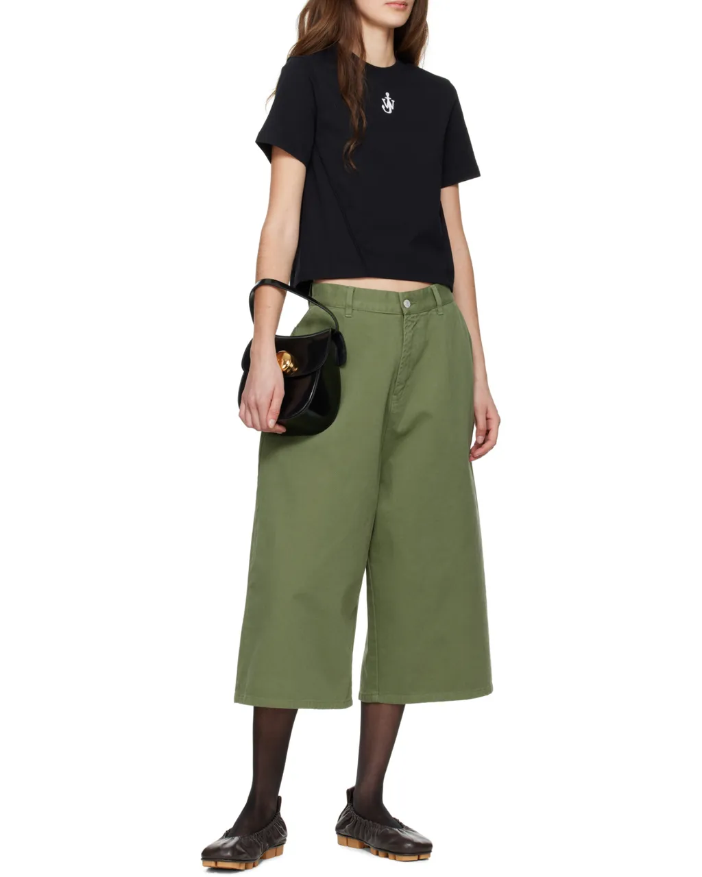 Anchor Logo Cropped Panelled T-Shirt