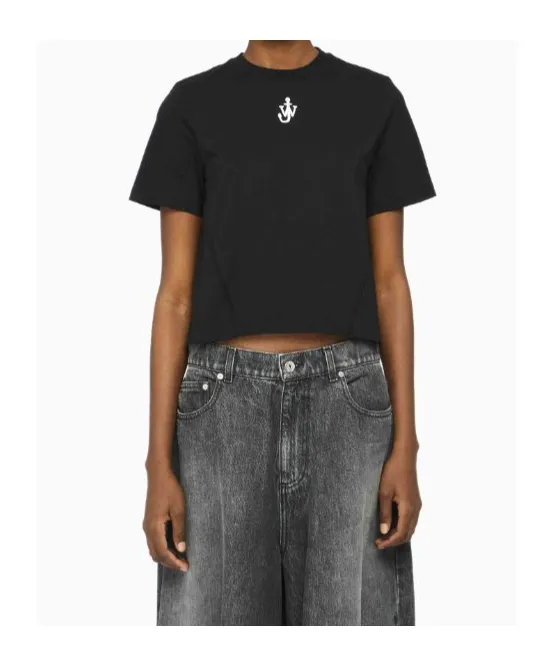 Anchor Logo Cropped Panelled T-Shirt