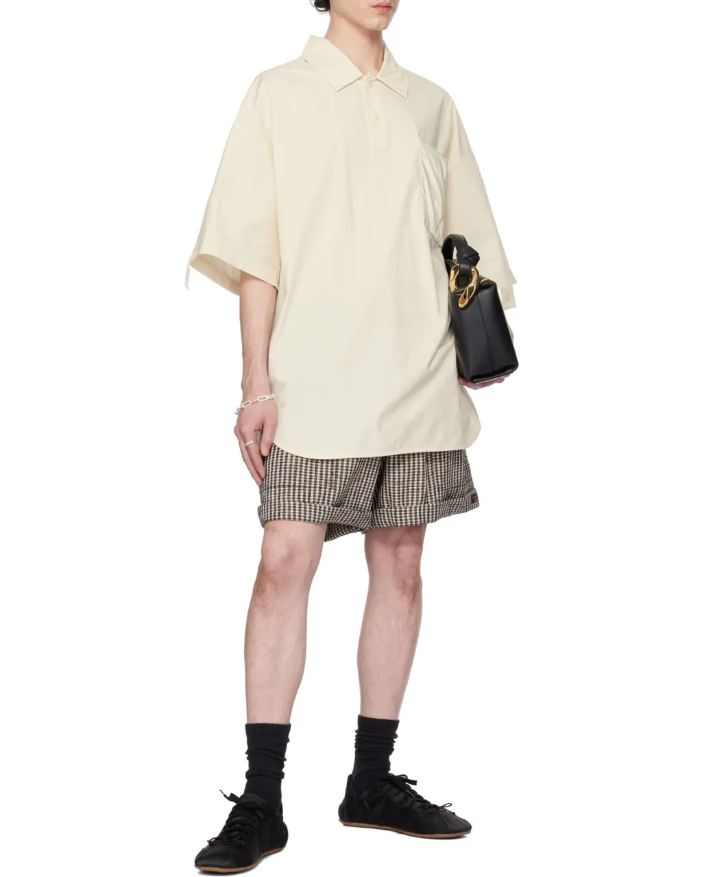 Quilted-Pocket Short-Sleeved Polo Shirt