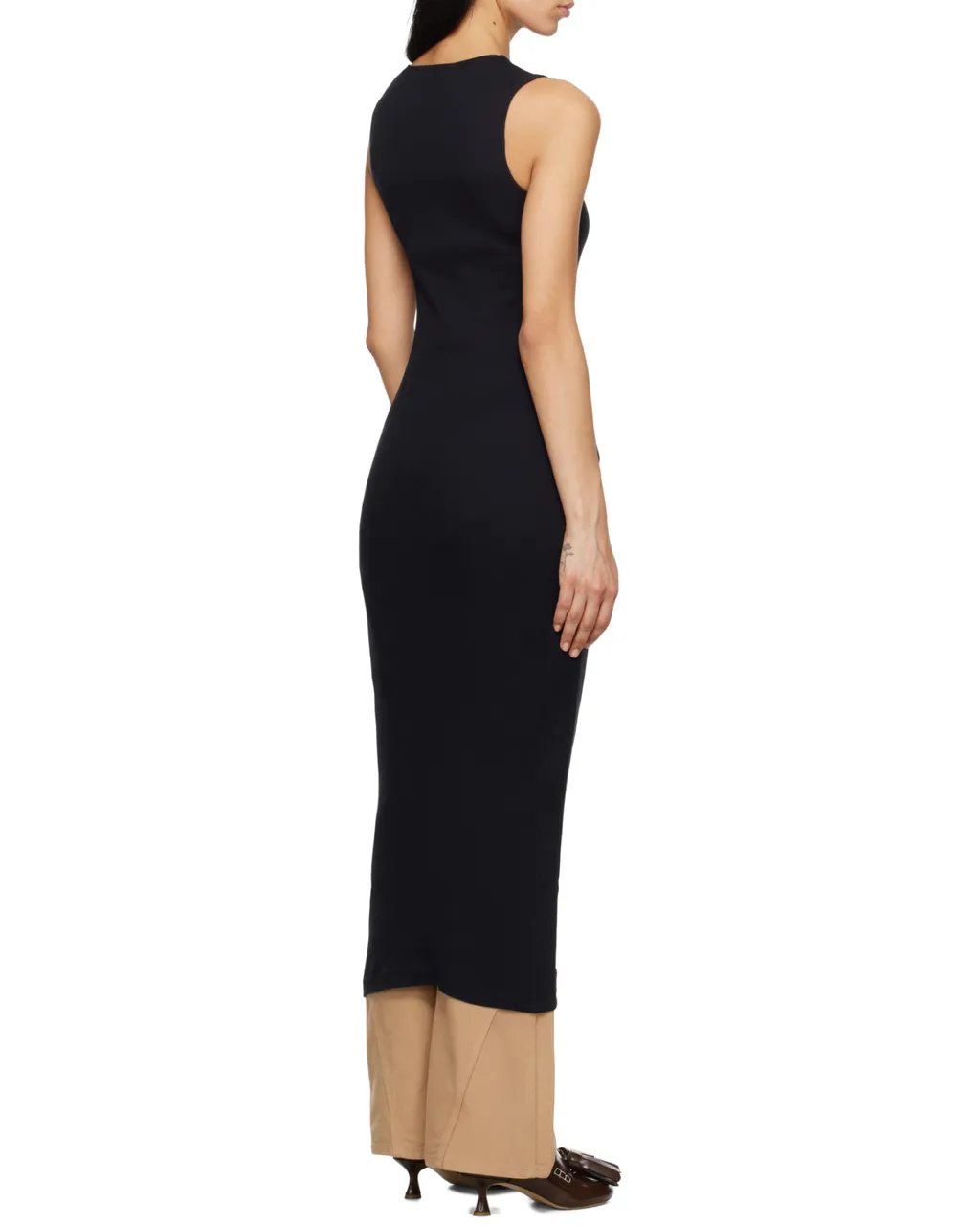 Logo-Embroidered Twisted Strap Maxi Dress