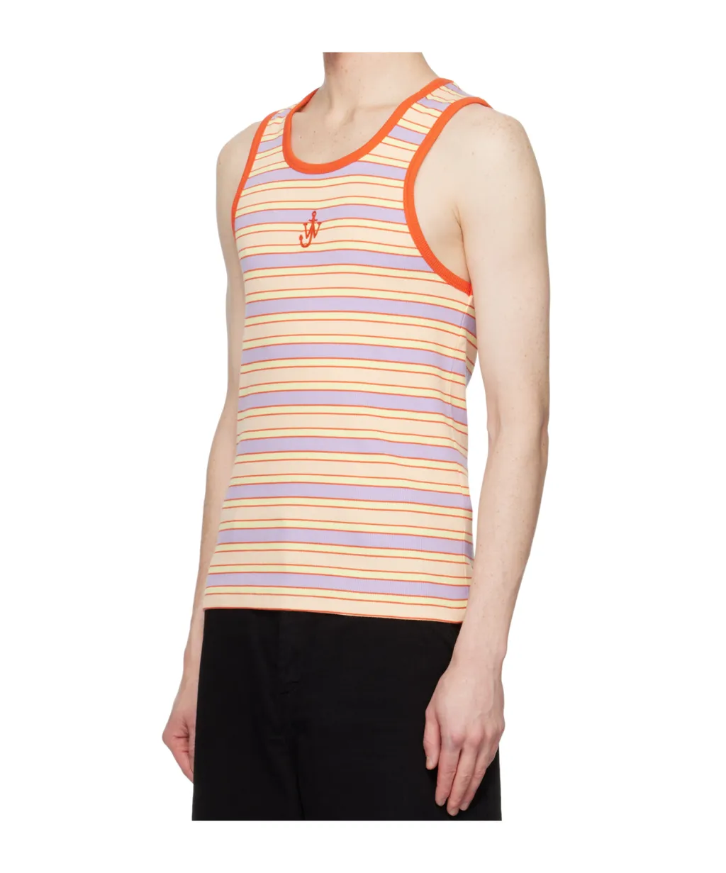 Contrast Trim Striped Vest