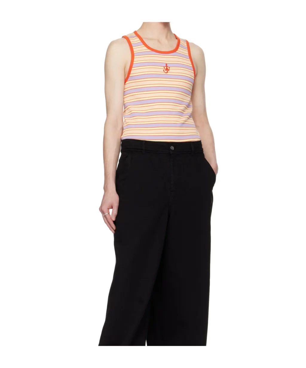 Contrast Trim Striped Vest