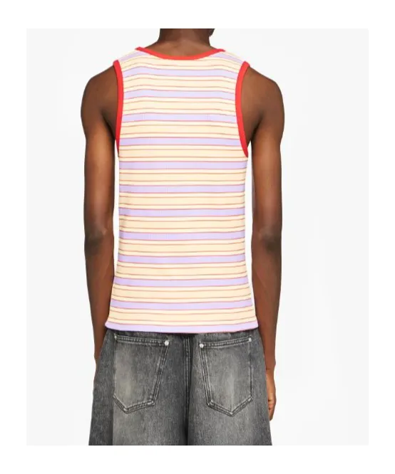 Contrast Trim Striped Vest