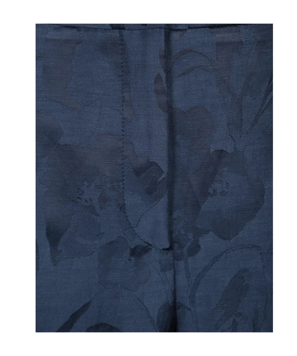 Floral Jacquard Straight-Leg Pants