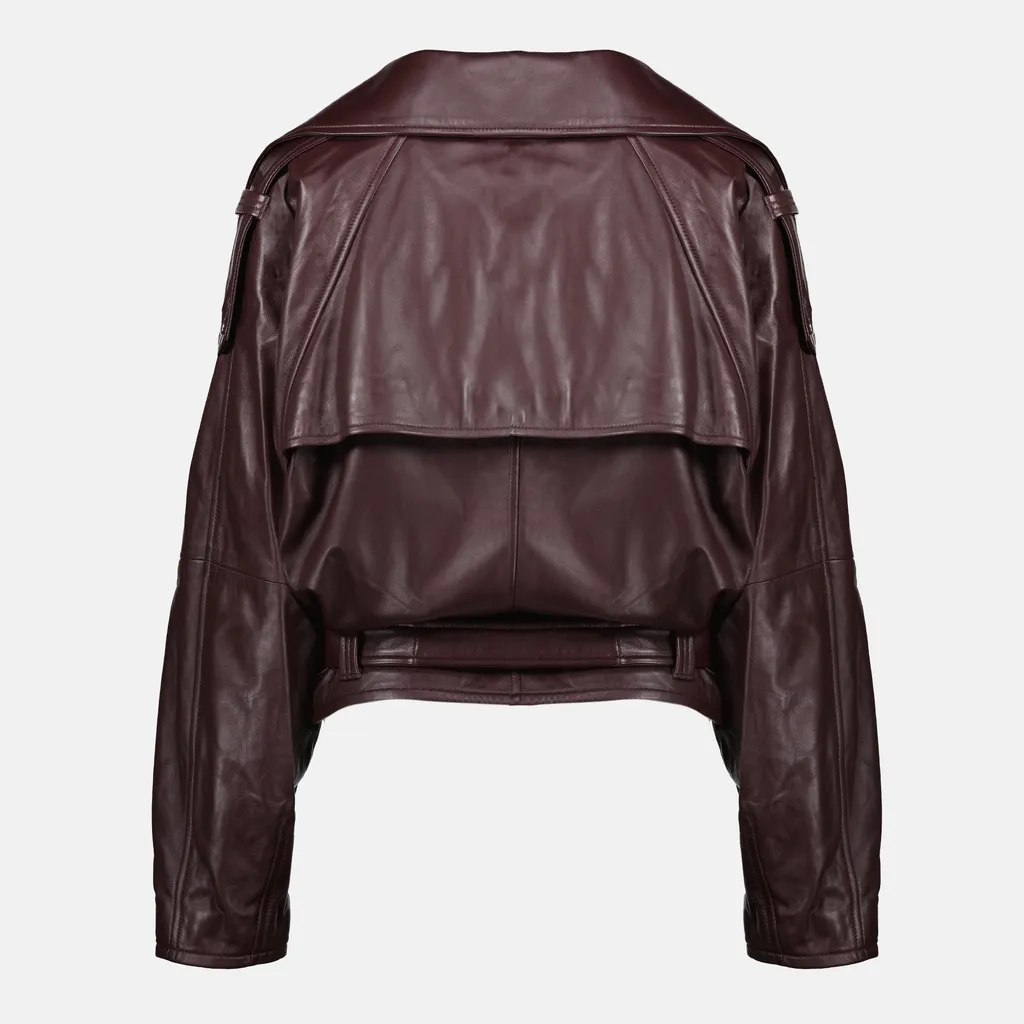 Long-Sleeved Leather Jacket