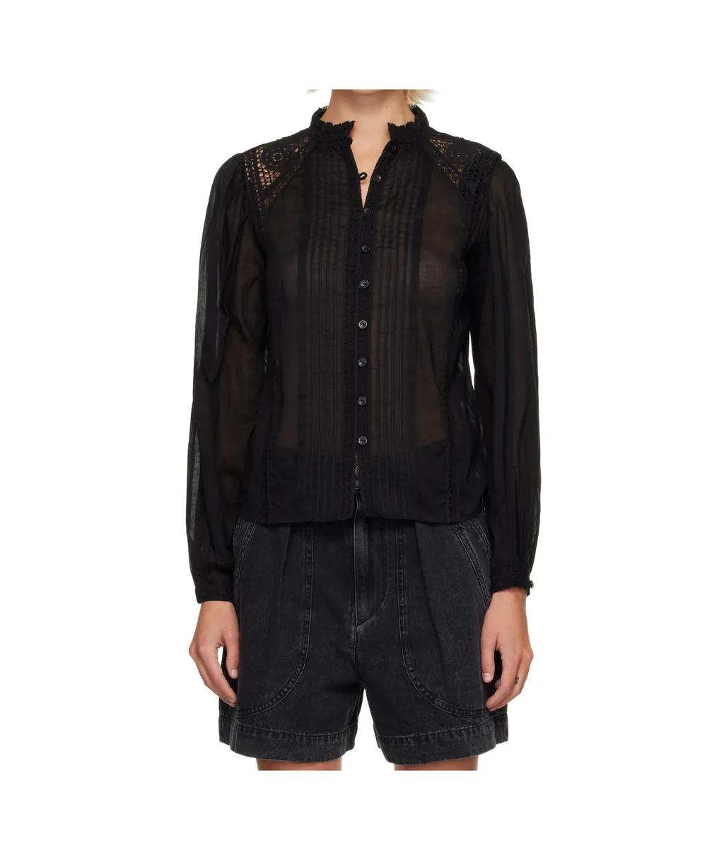 Lace-Insert Button Shirt