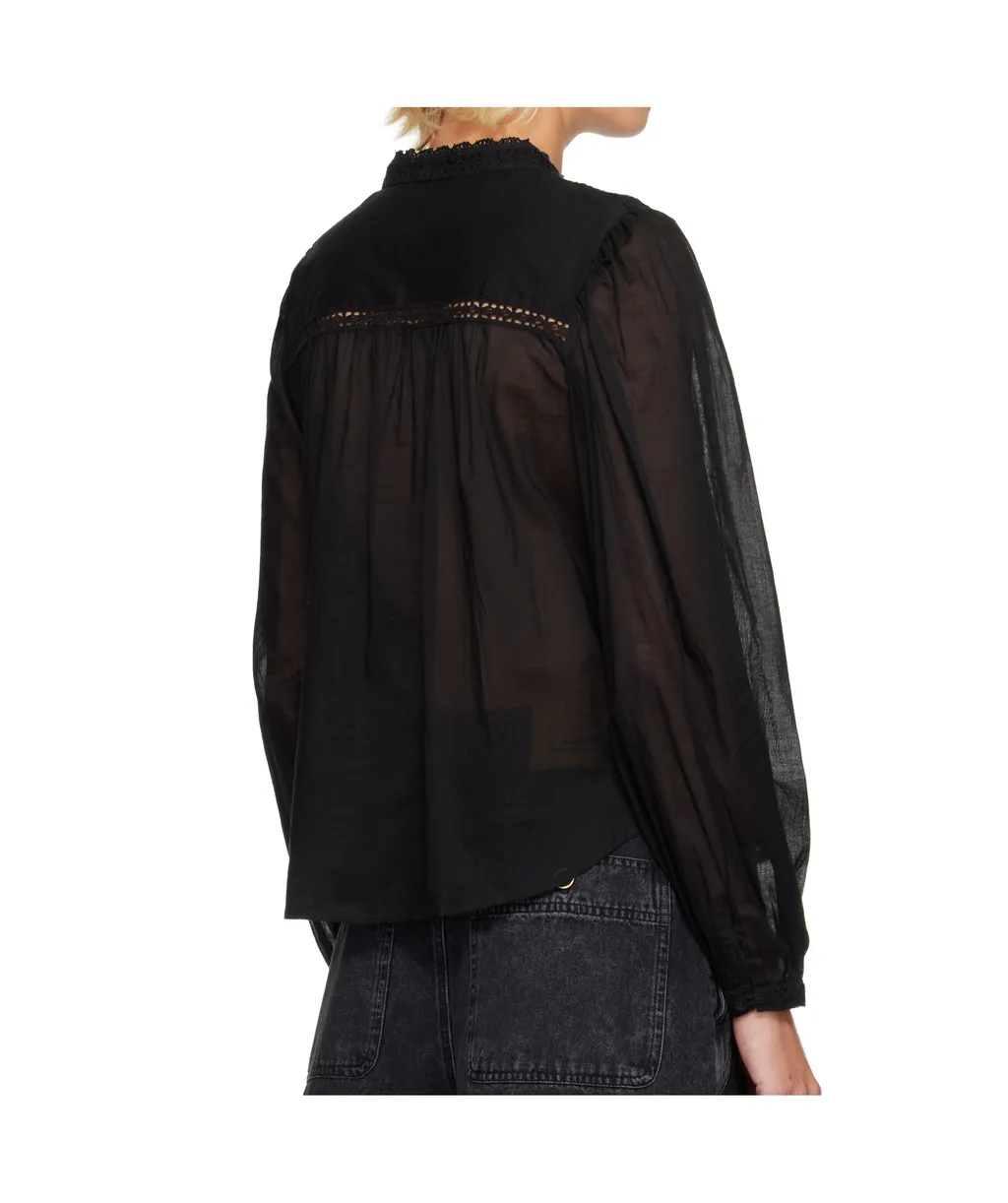 Lace-Insert Button Shirt