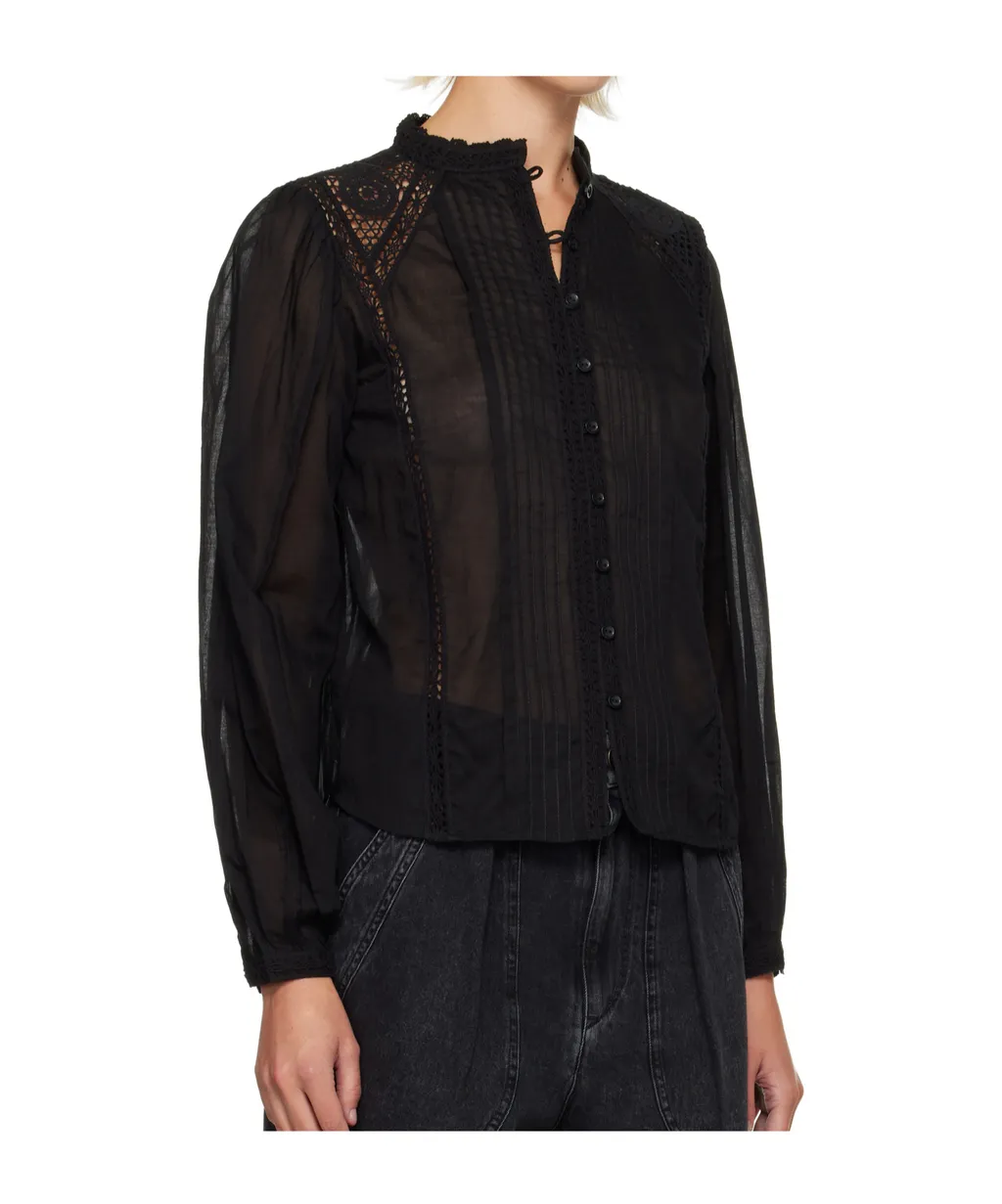 Lace-Insert Button Shirt