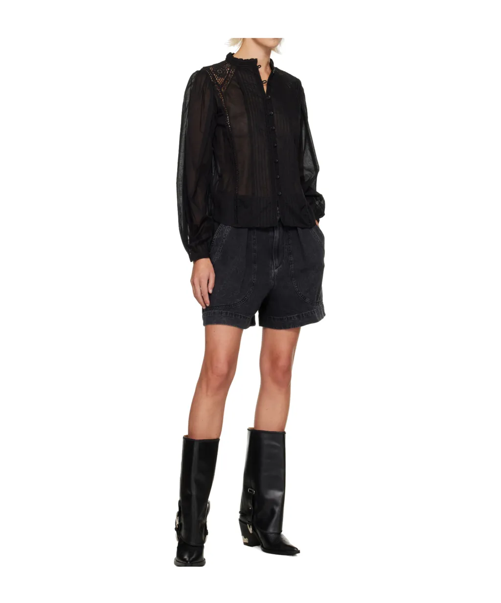 Lace-Insert Button Shirt