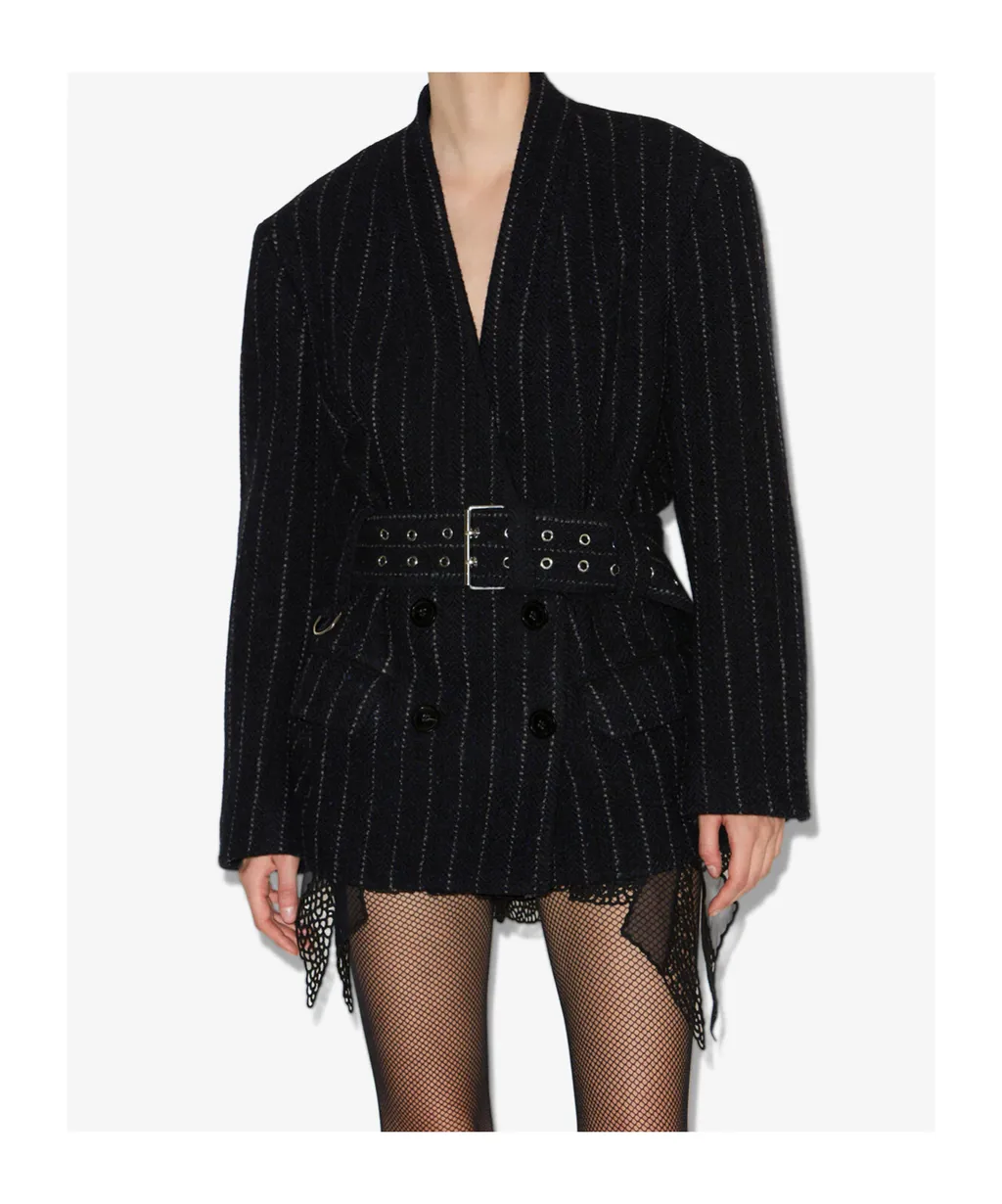 Striped Belted Jacket