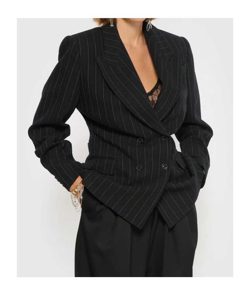 Double-Breasted Striped Jacket