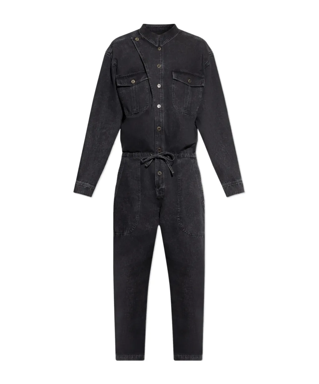 Button-Fastening Pocket Jumpsuit