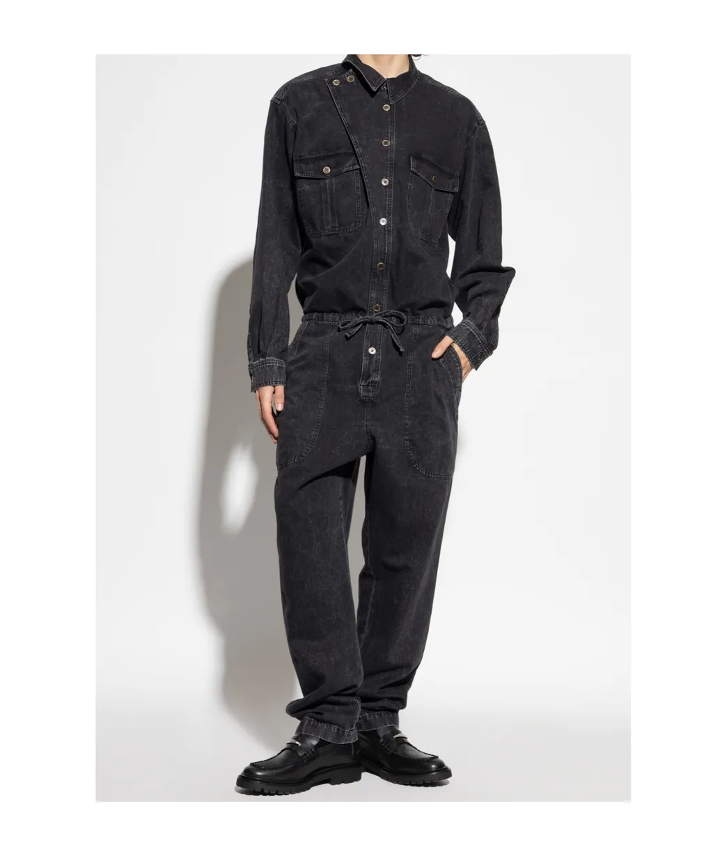 Button-Fastening Pocket Jumpsuit