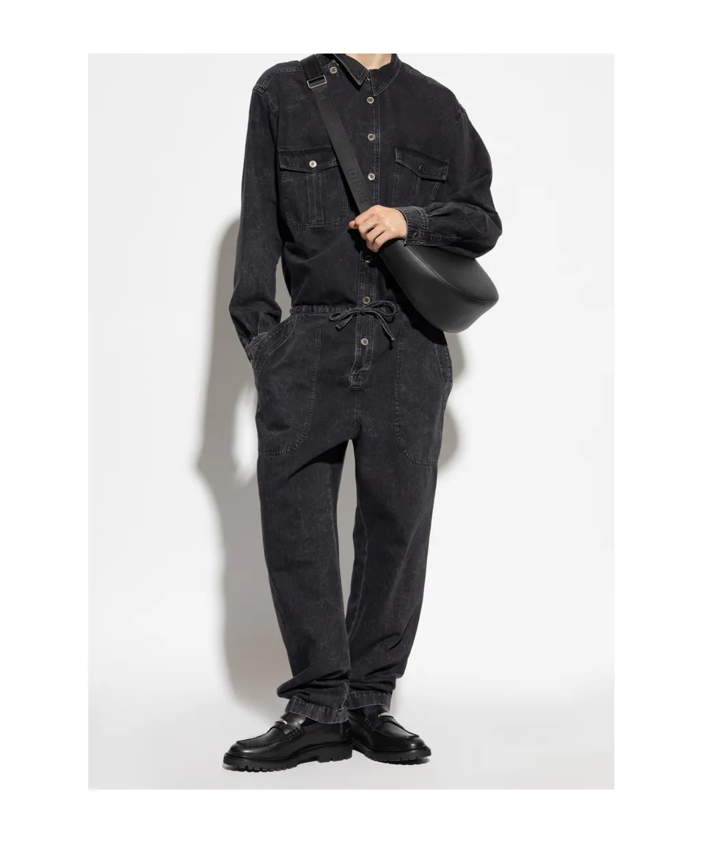 Button-Fastening Pocket Jumpsuit