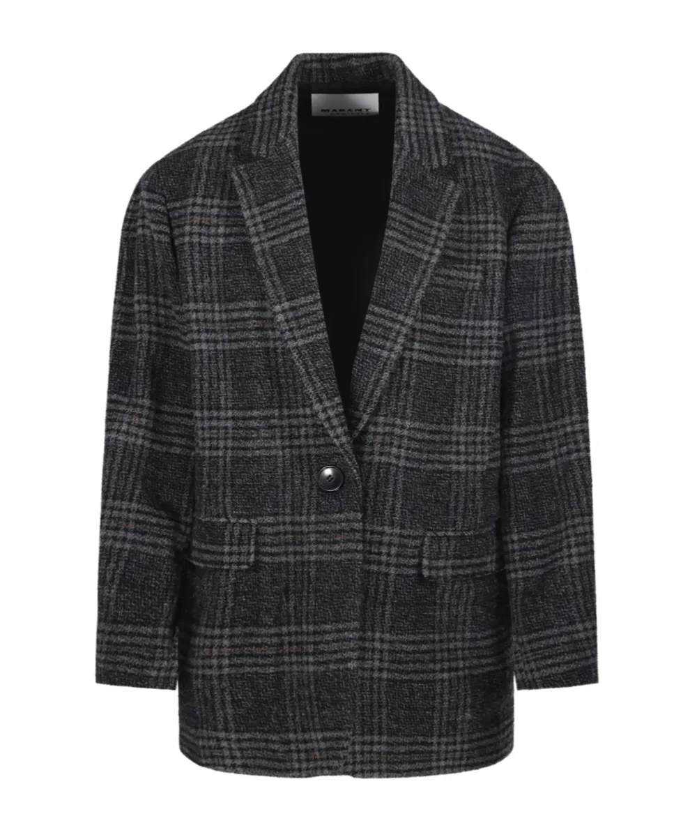 Double-Breasted Checked Blazer