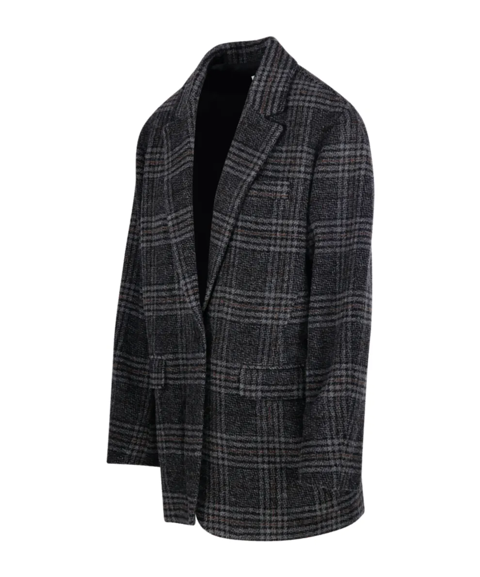 Double-Breasted Checked Blazer