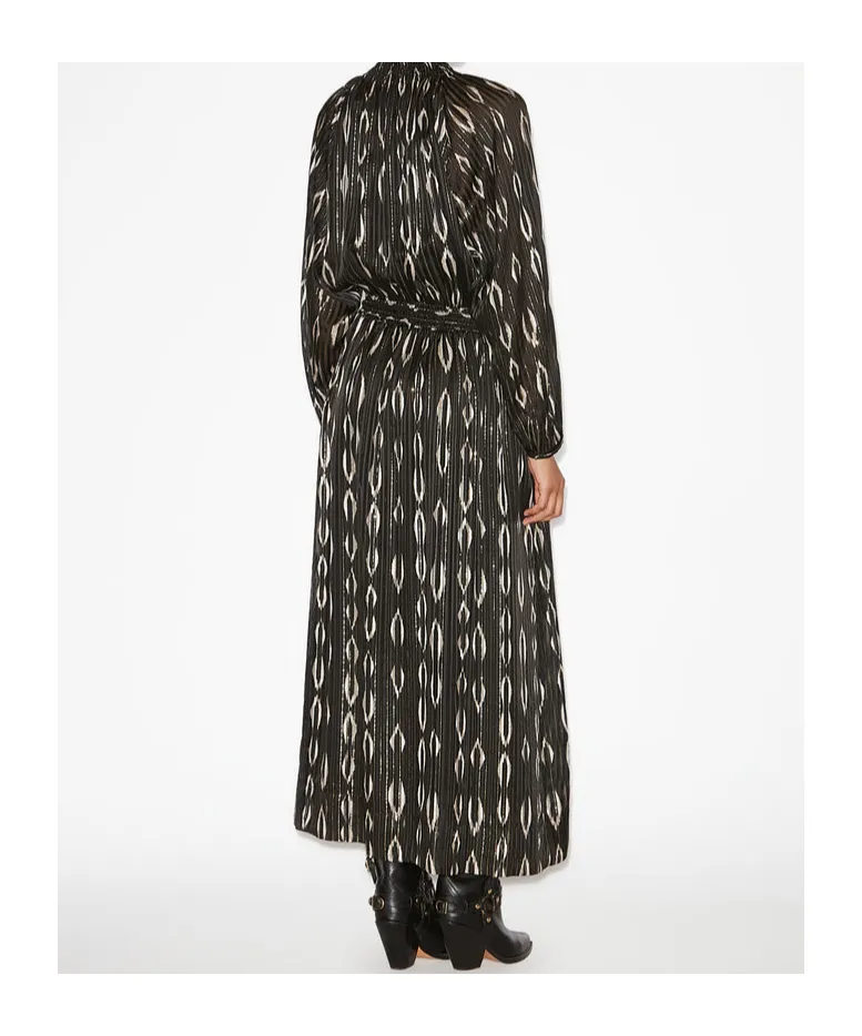 Sana Long Satin Graphic Pattern Dress