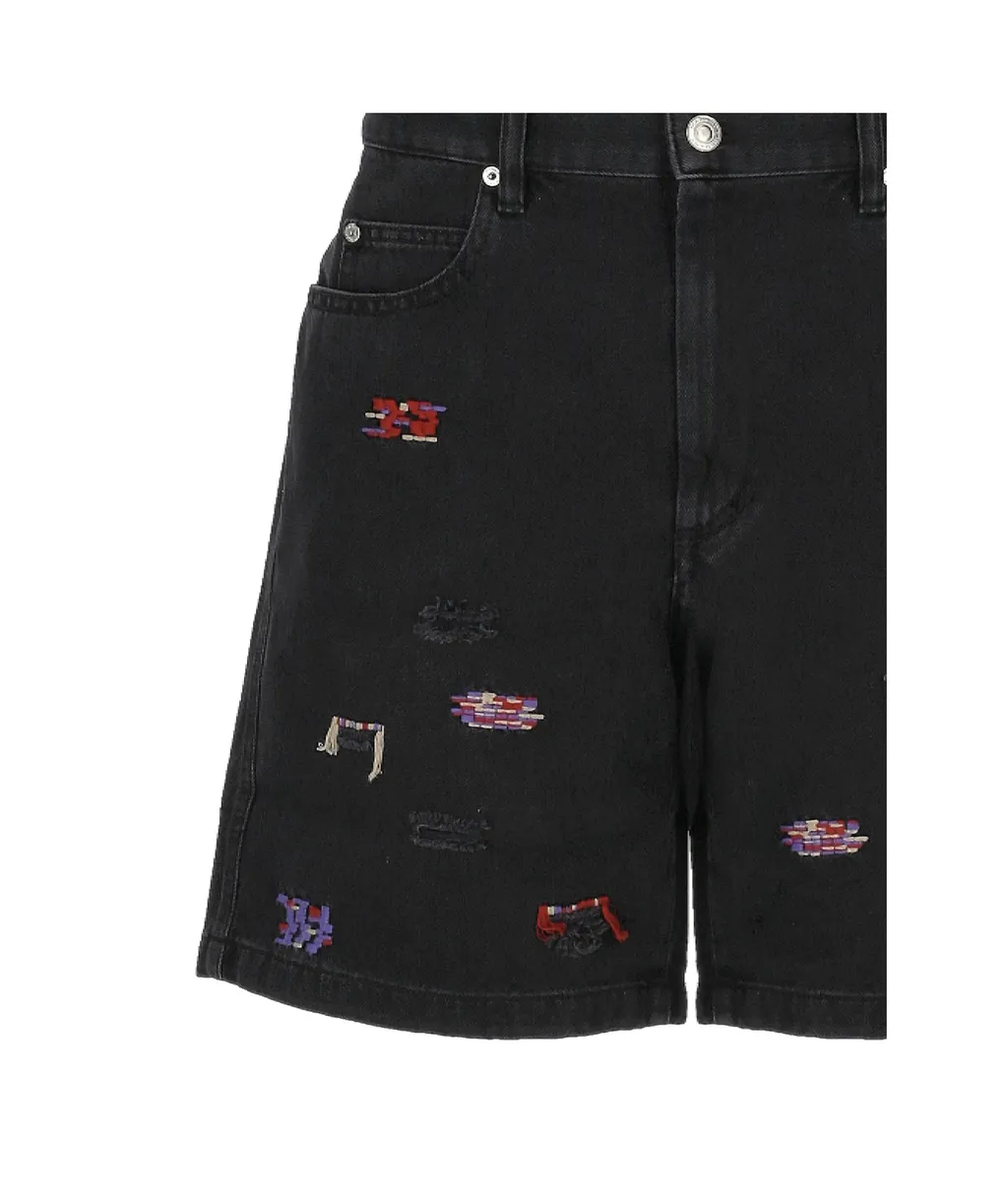 Embroidered Denim Shorts