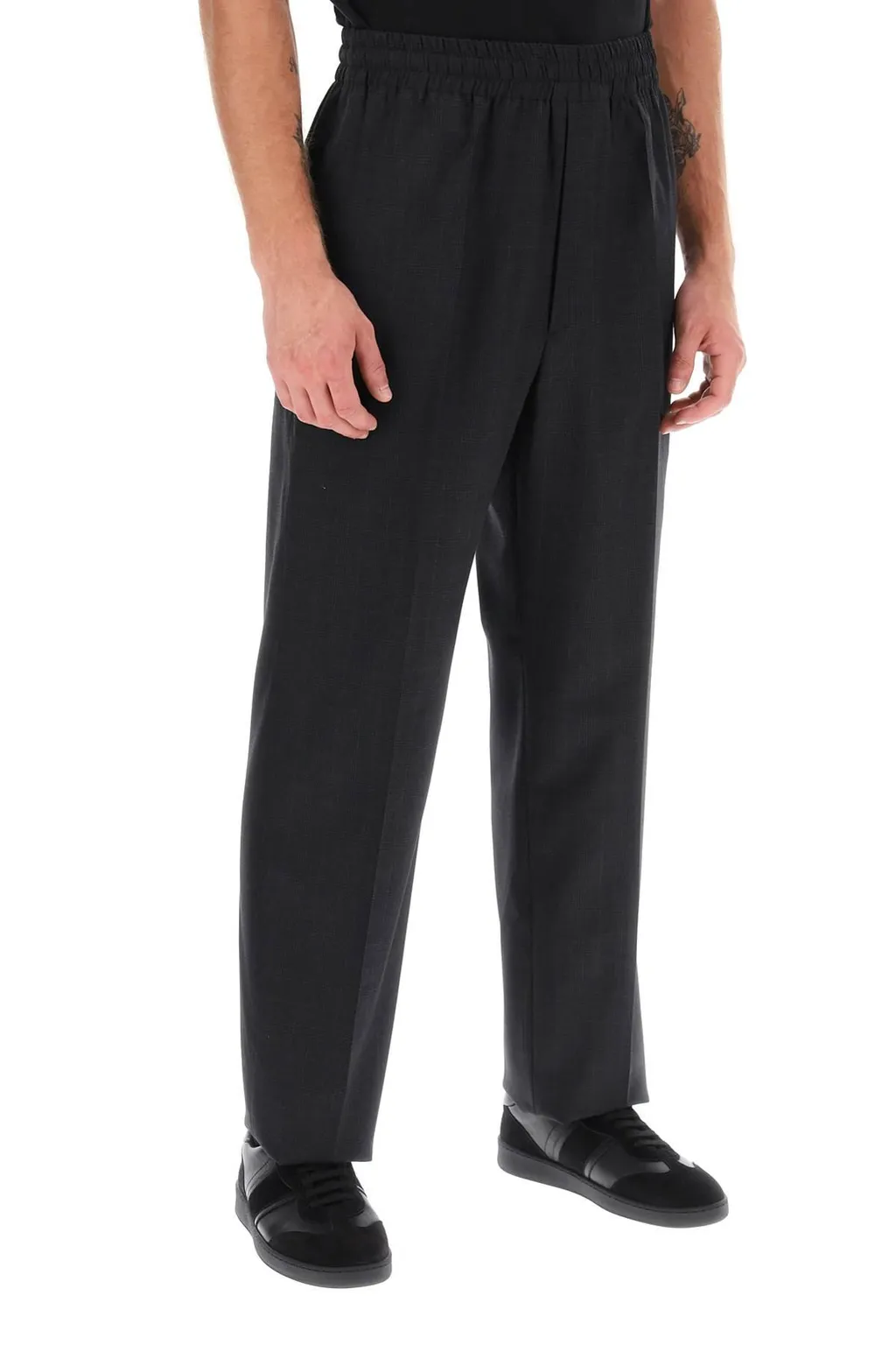 Elasticated Waistband Straight-Leg Trousers