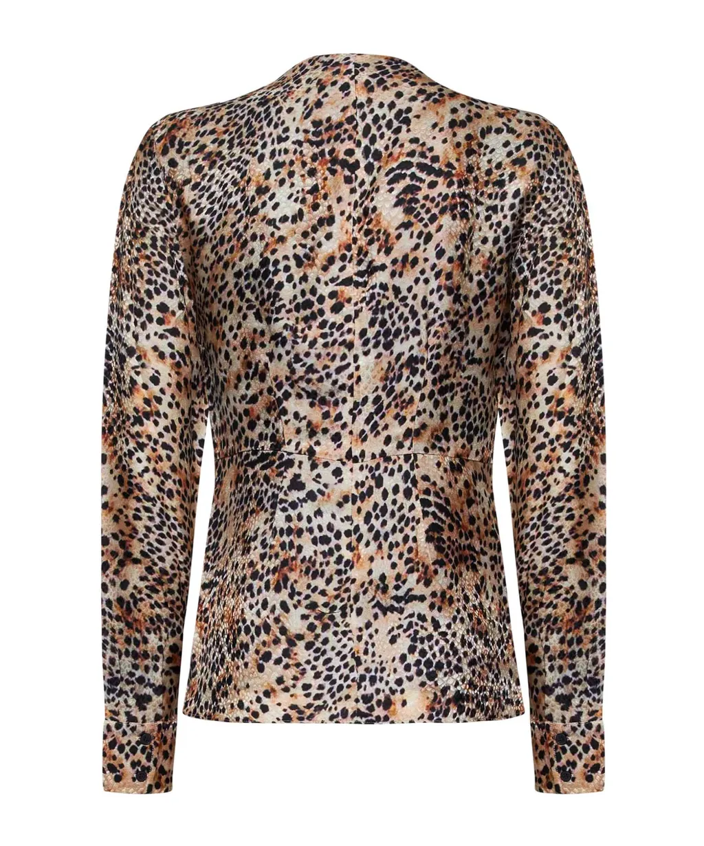 Leopard Printed V-Neck Top