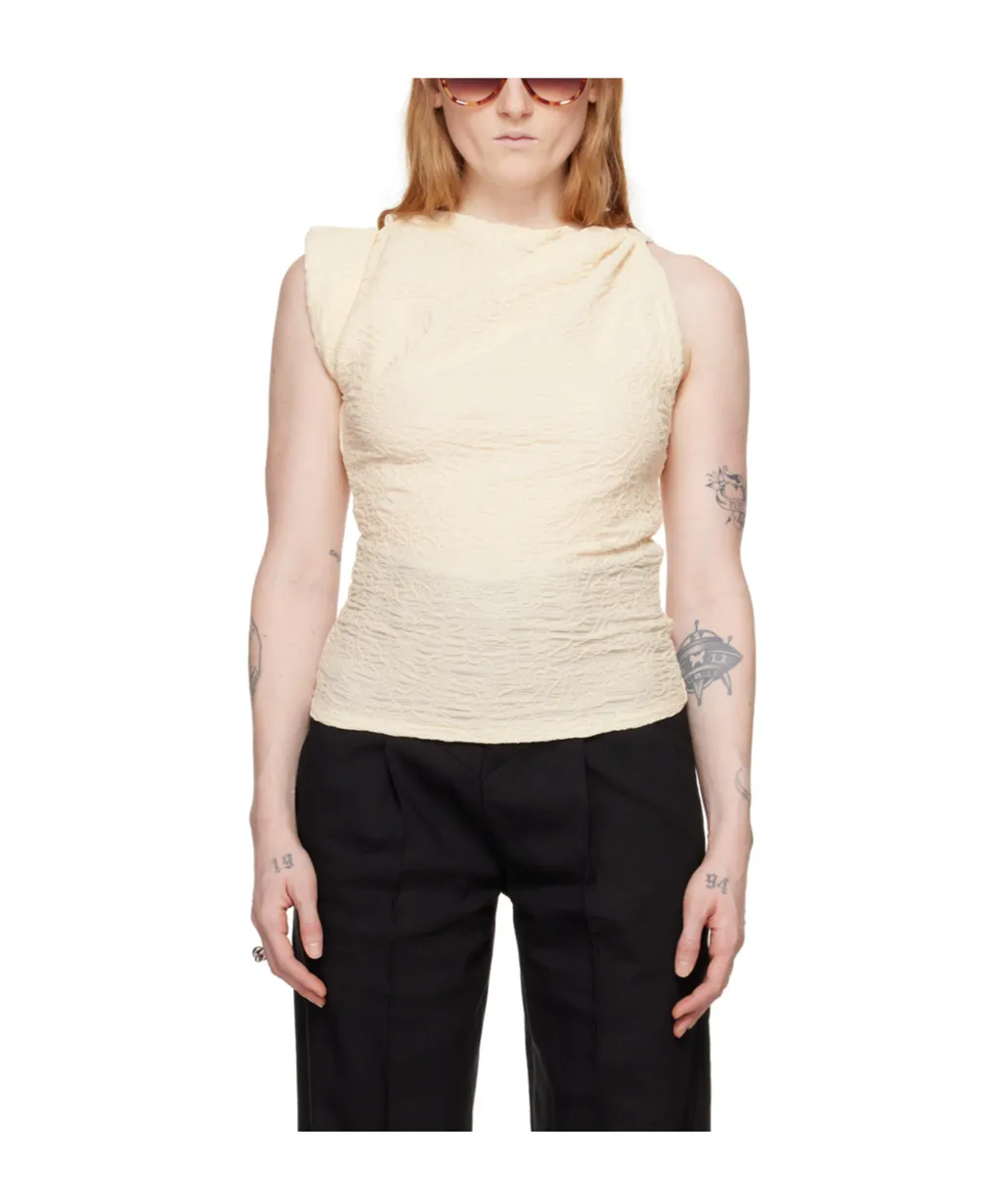 Crinkled Asymmetric Jersey Top