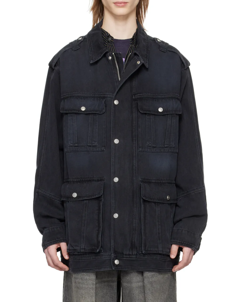 Long-Sleeved Denim Coat