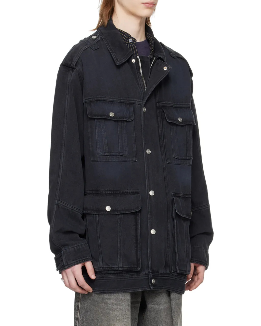 Long-Sleeved Denim Coat
