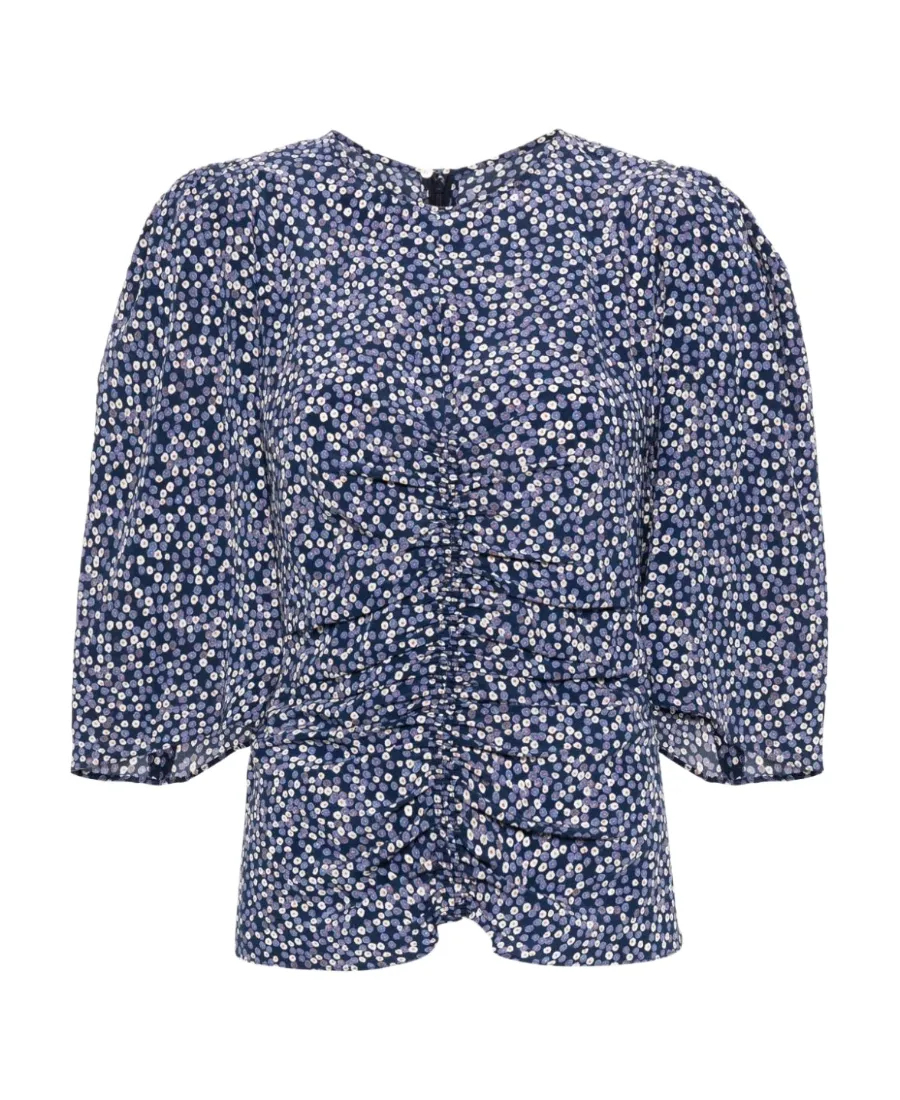 Ruched-Detailing Short-Sleeved Blouse