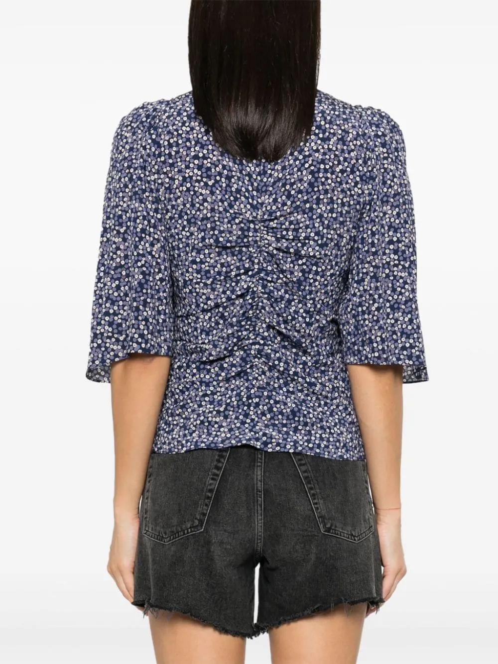 Ruched-Detailing Short-Sleeved Blouse