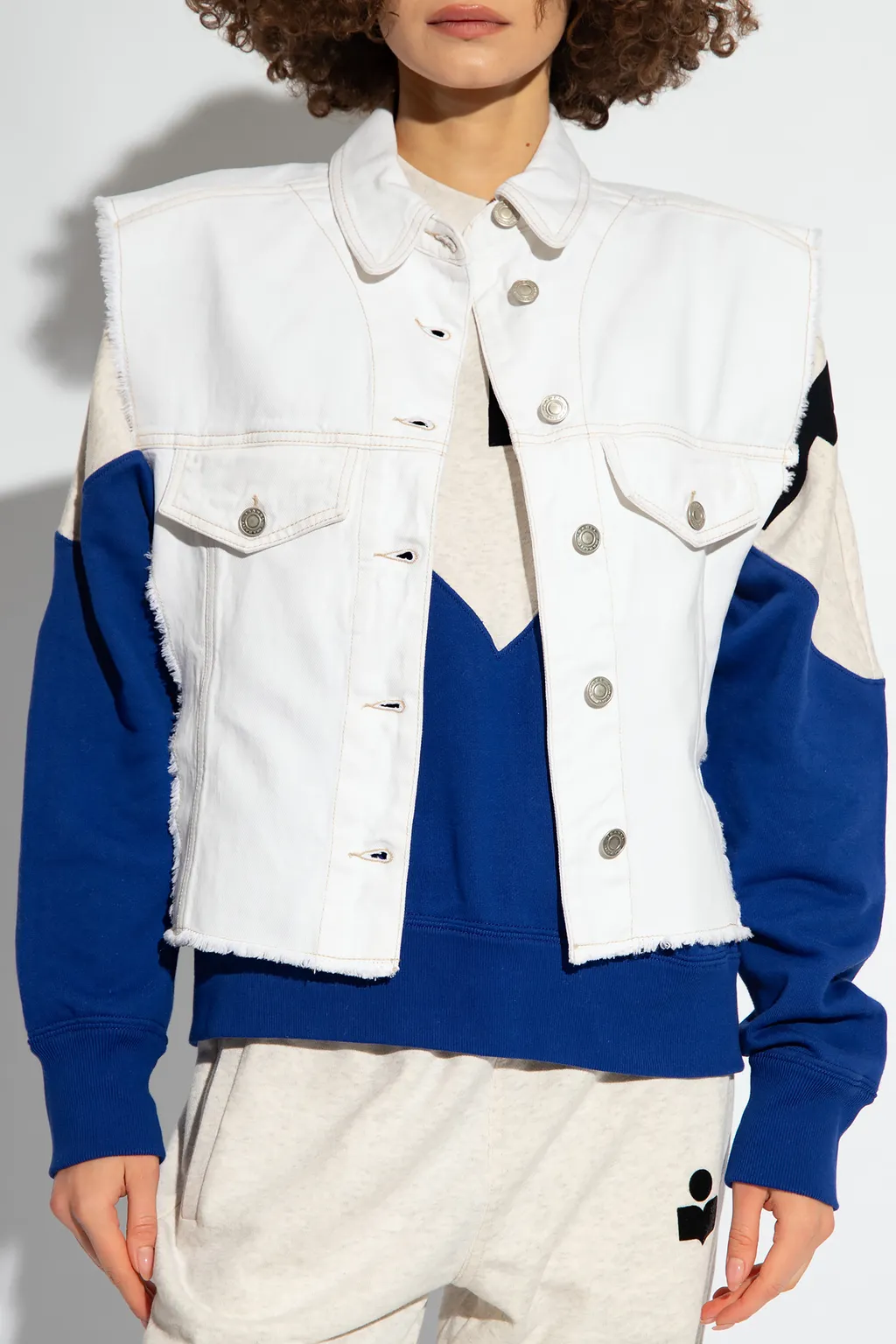 Tyra Raw-Cut Edge Denim Vest