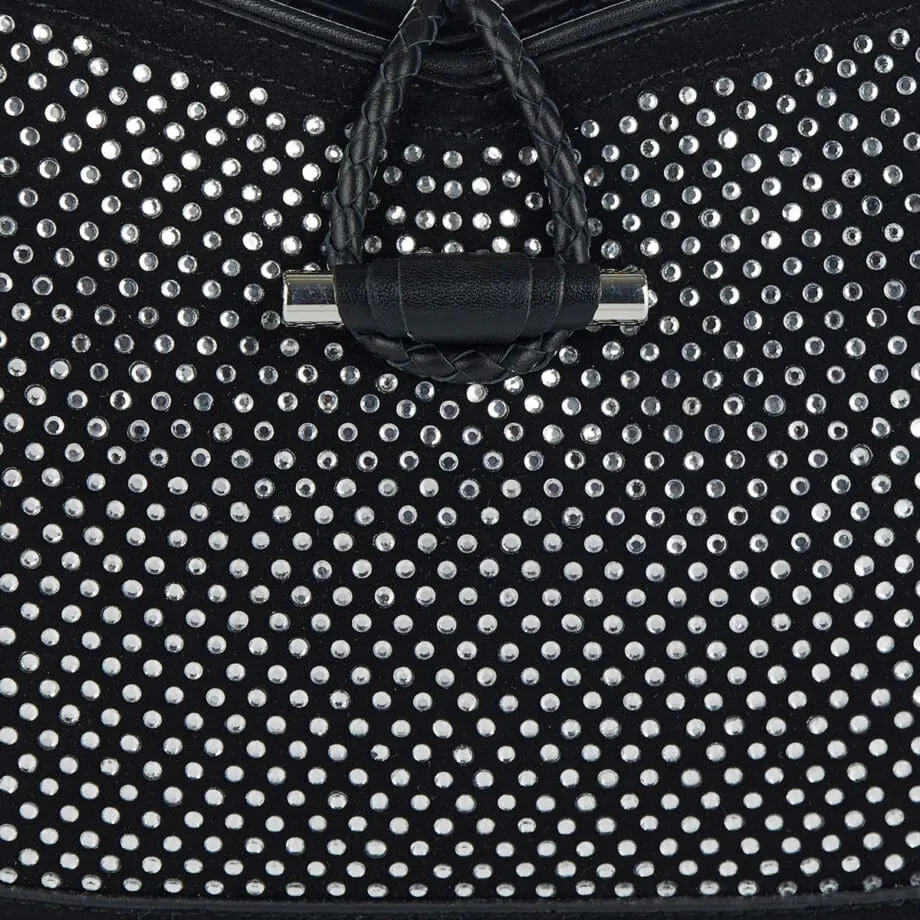 Logo Embossed Embellished Shoulder Bag