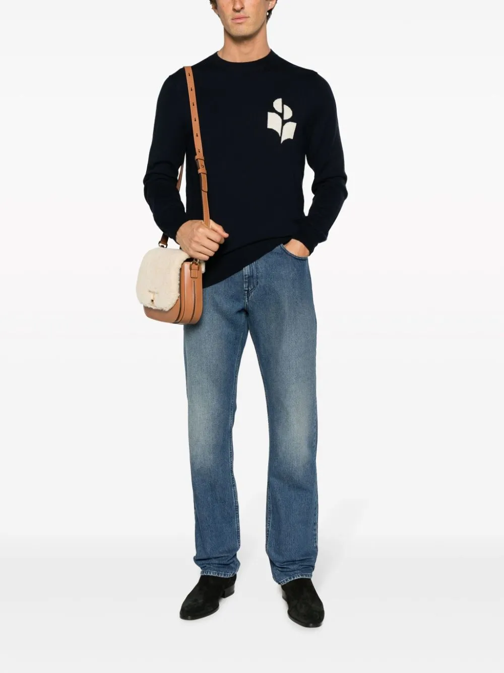 Logo-Patch Straight-Leg Jeans