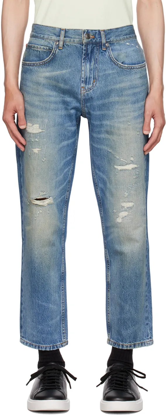 Broken Hole Detail Denim Trousers
