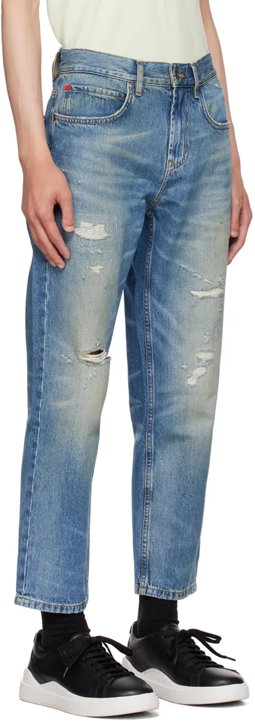 Broken Hole Detail Denim Trousers
