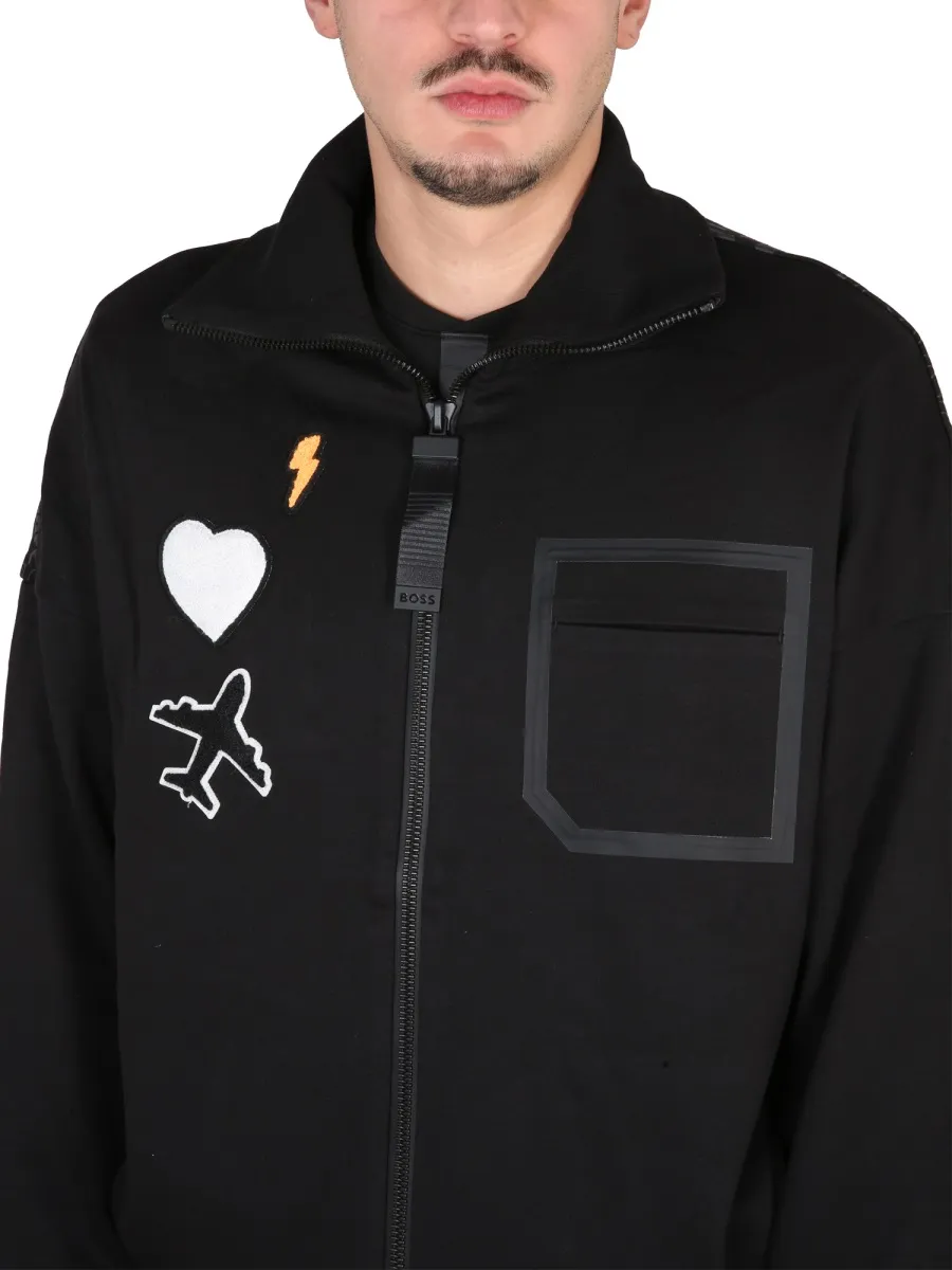 Patch Embellished Relaxed Fit Sweatshirt