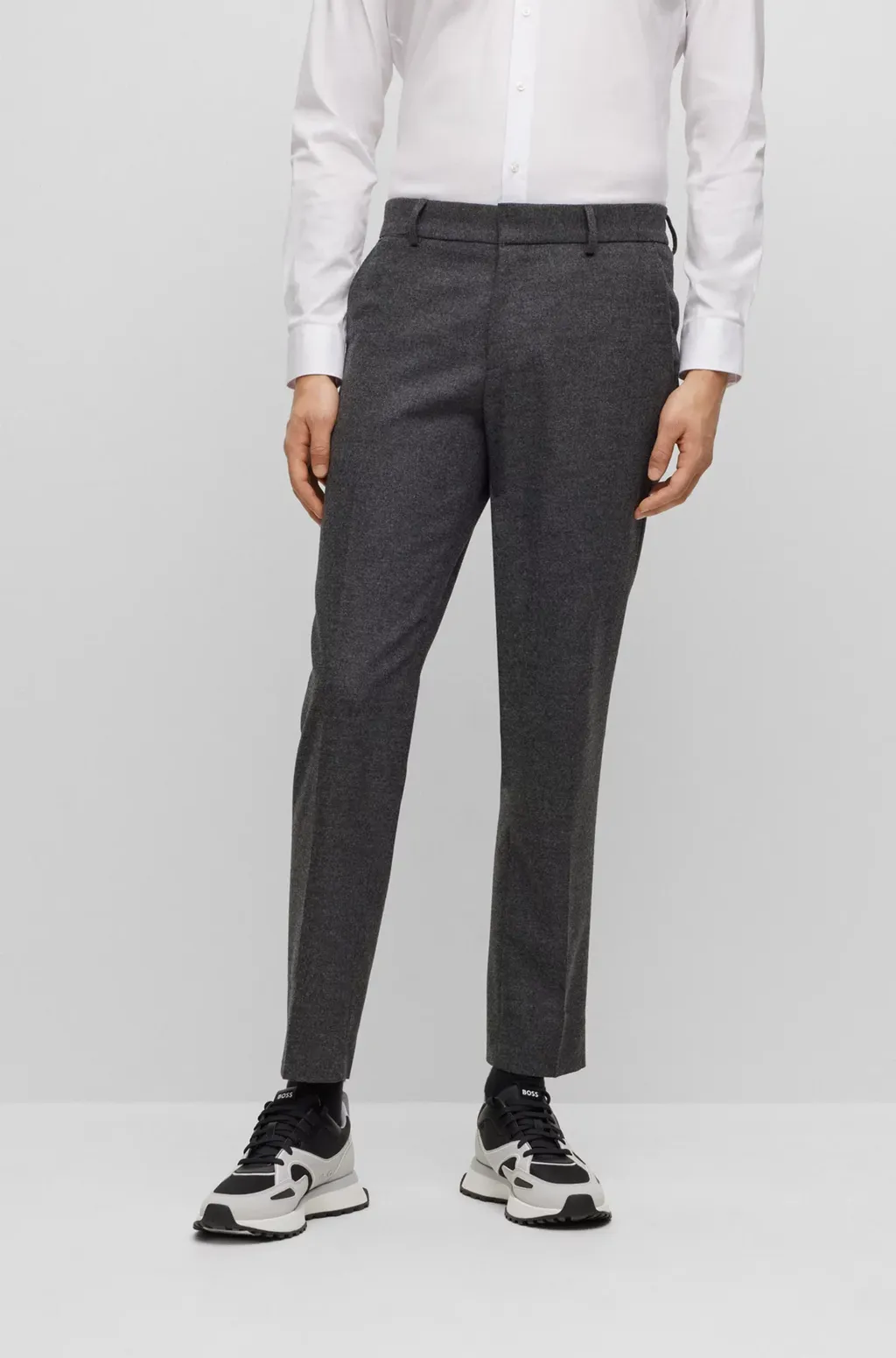 Logo-Tag Contrast-Trim Tapered Trousers