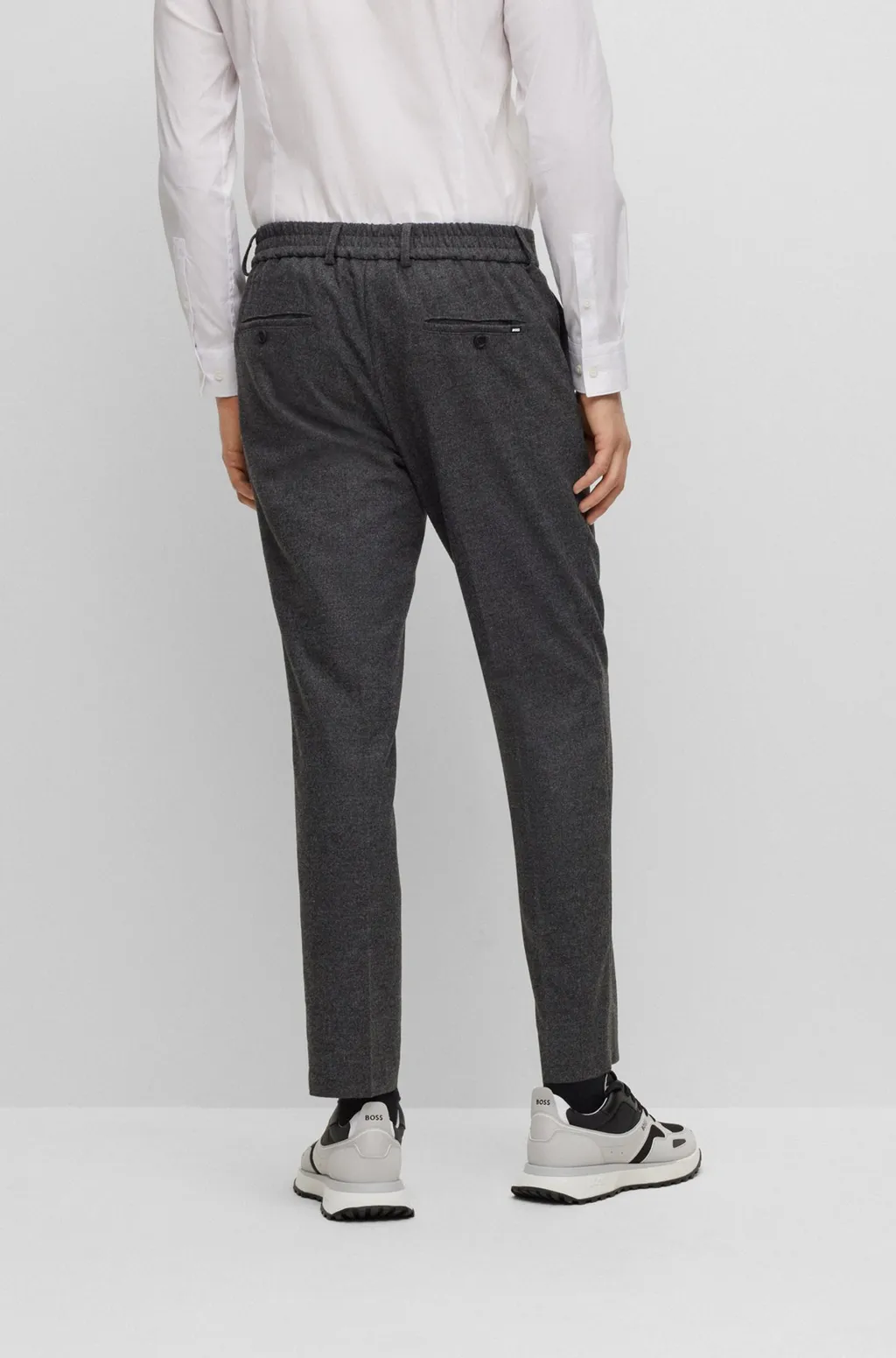 Logo-Tag Contrast-Trim Tapered Trousers