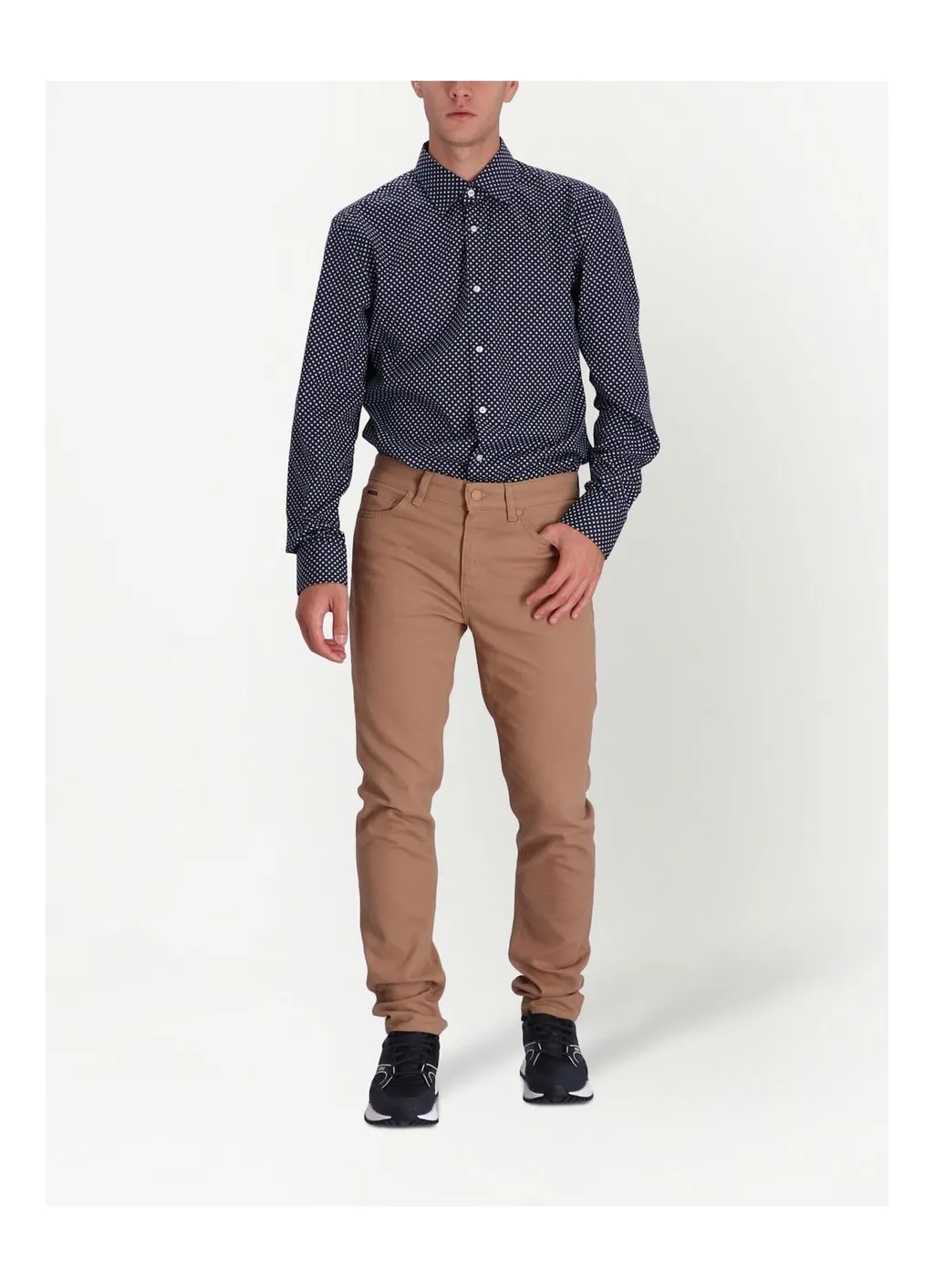Cotton-Stretch Tapered-Leg Trousers