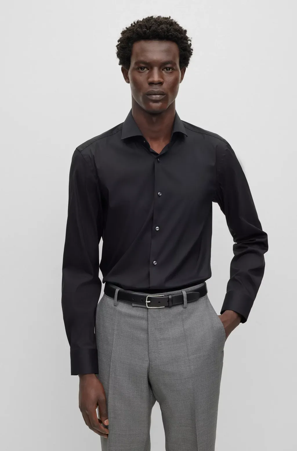 Spread-Collar Button-Up Shirt